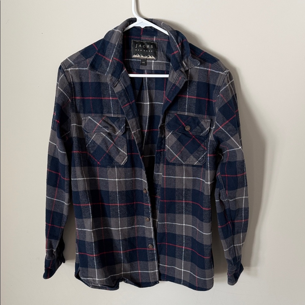 Jachs Blue and Gray Plaid Shirt